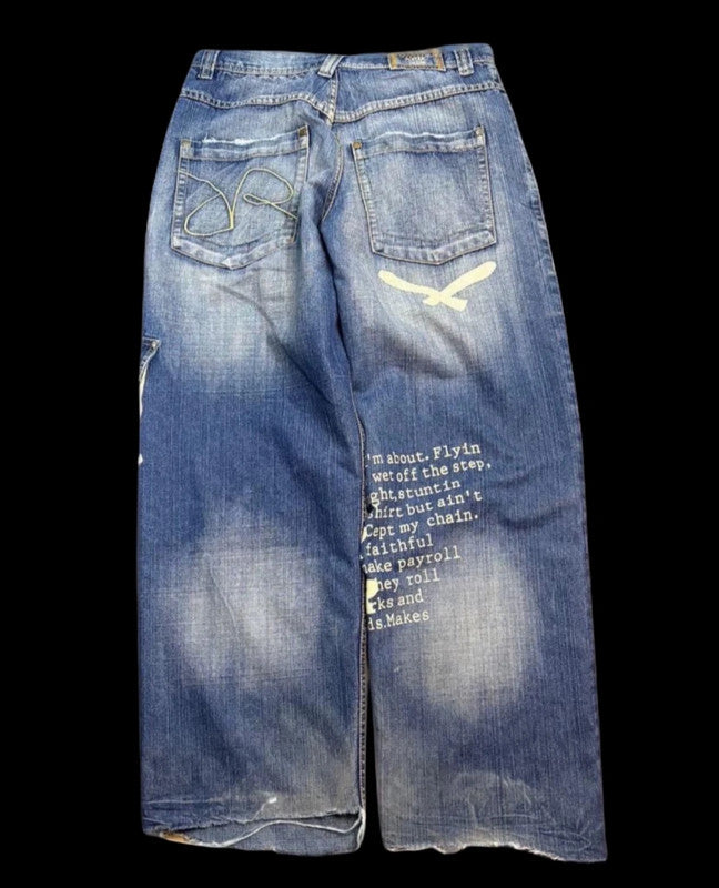Y2k D Star Jeans Baggy print lettering HipHop Vintage 2000’