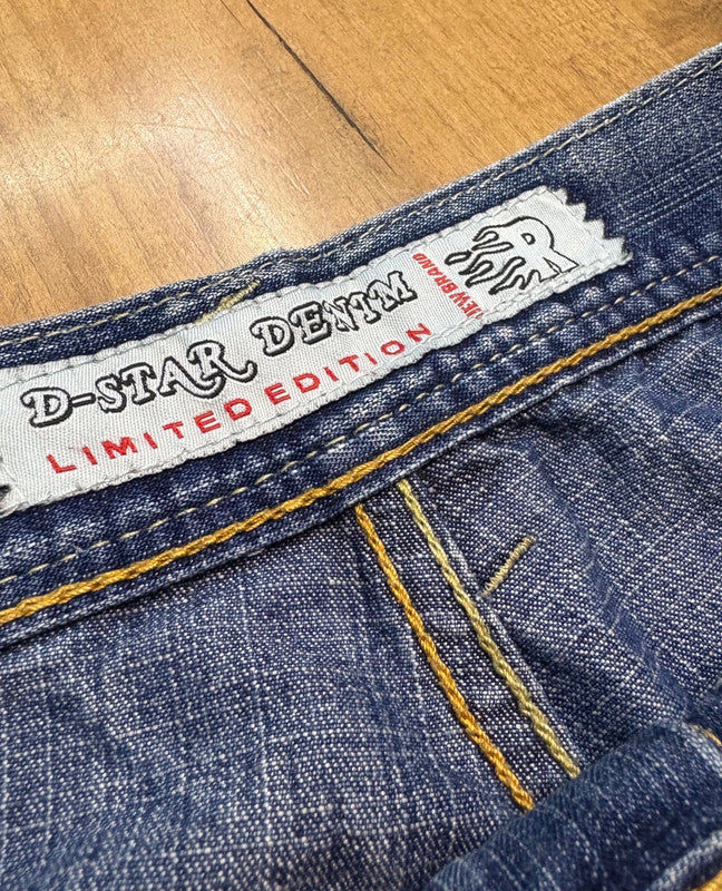 Y2k D Star Jeans Baggy print lettering HipHop Vintage 2000’