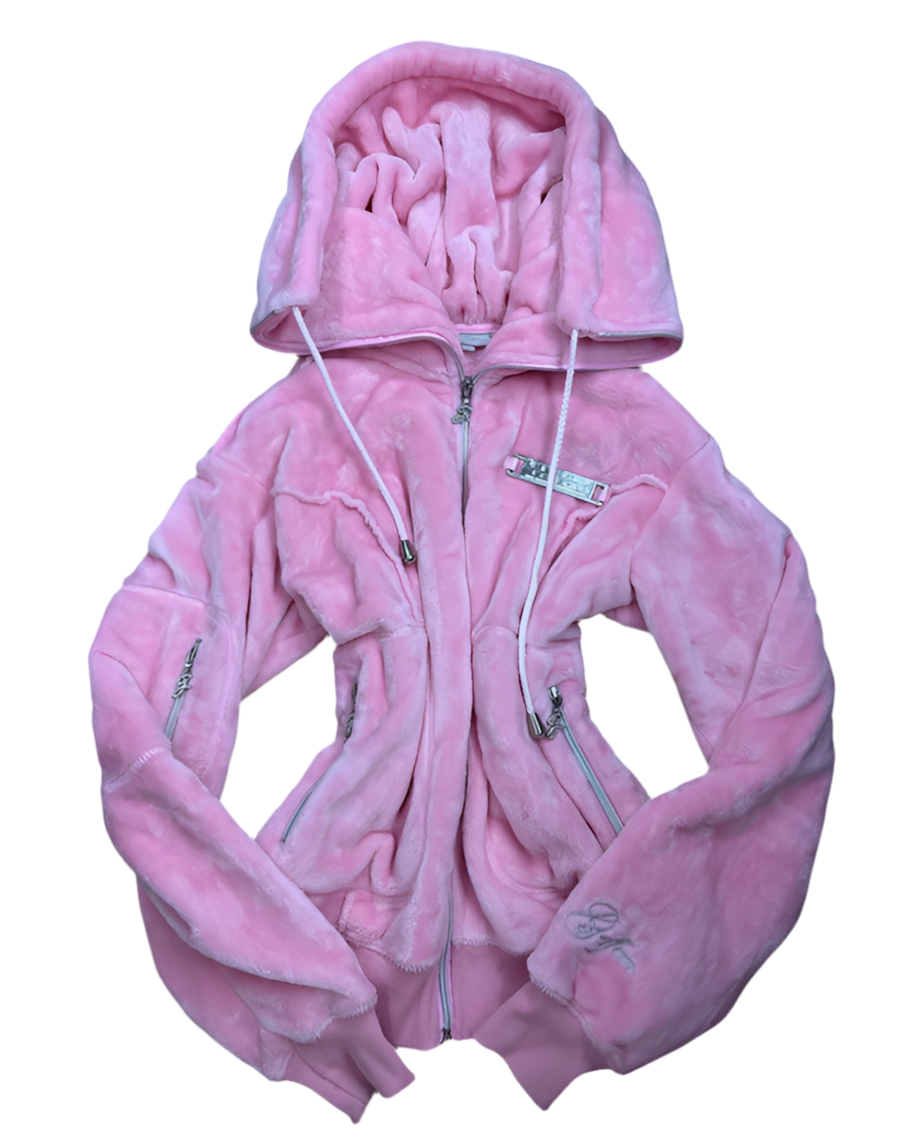 Y2k Polaire Geffen couture model Pink Embroired Vintage 2000’
