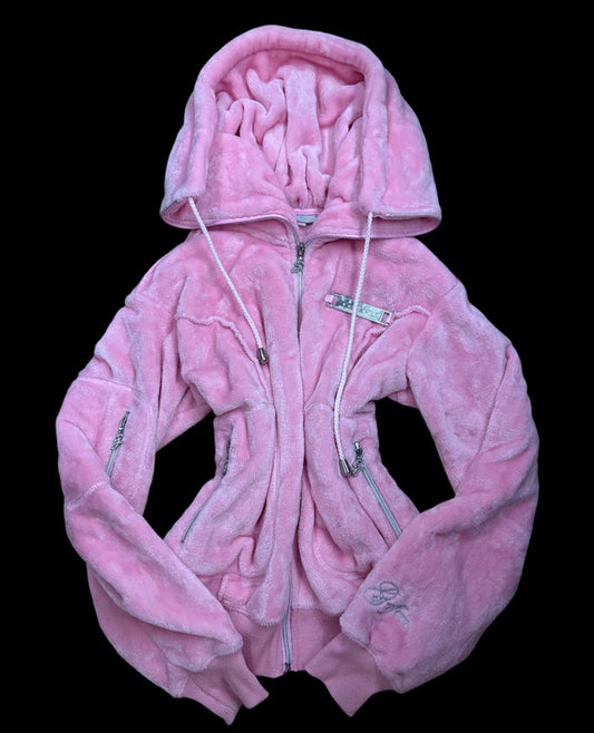 Y2k Polaire Geffen couture model Pink Embroired Vintage 2000’